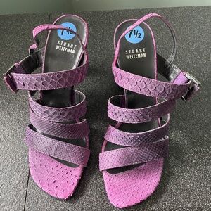 Stuart Weitzman purple ombre leather heeled sandals, US 8.5, NWT, flawless.